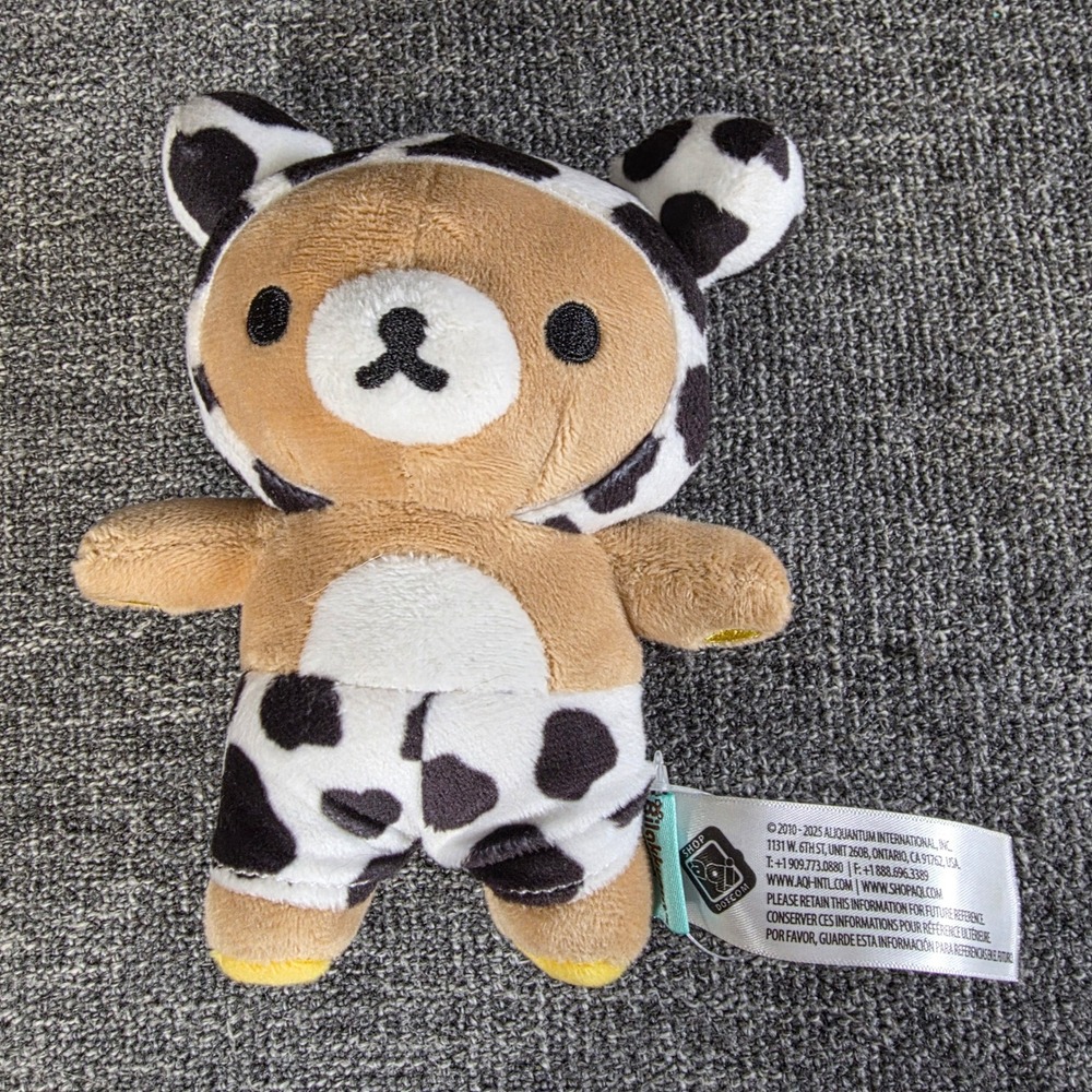 San-X Rilakkuma Cow Plush Stuffed Animal Toy Brown Bear Cow Costume 6.5 inch